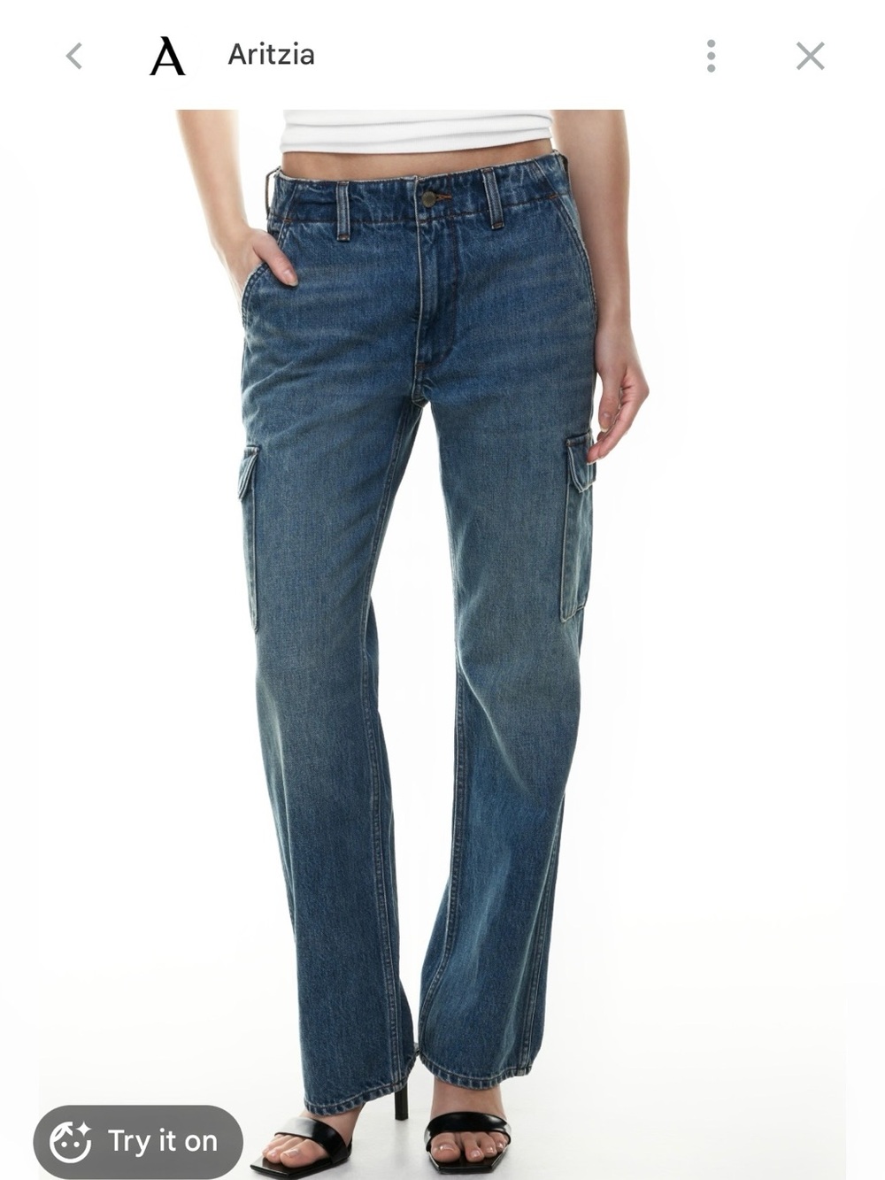 Denim Forum Straight-Leg Cargo Jeans in Blue